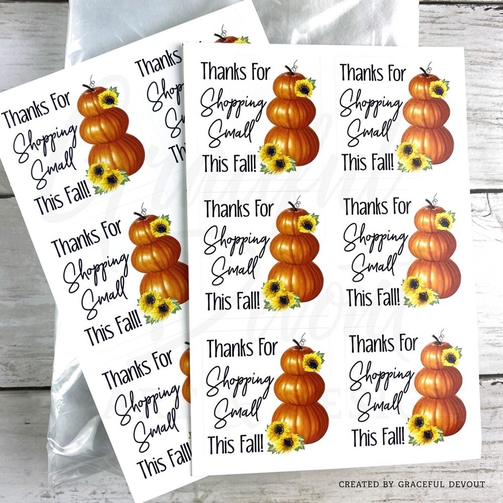 Thanks For Shopping Small This Fall - 2" (inches) (48ct.) Stickers - Picture 3 of 5